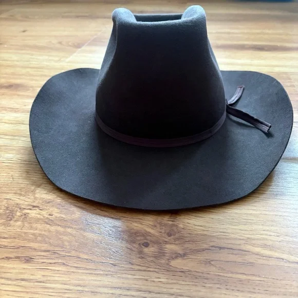 Vintage Beaver Hats Brand 10X Quality Custom Made Brown Cowboy Hat 7 3/8